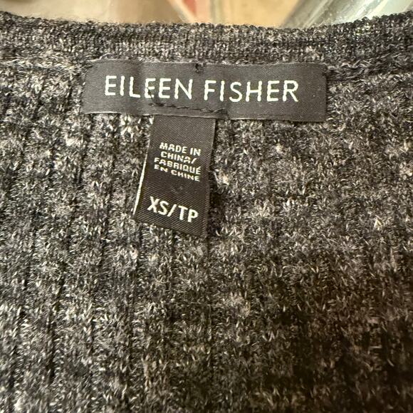 Eileen Fisher Long Ribbed Cardigan Women’s XS Heather Gray Wool Linen Blend EUC - Picture 5 of 7
